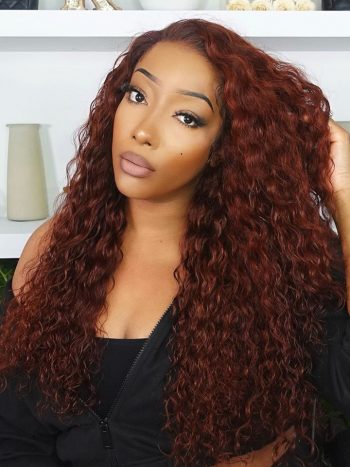 HD Lace Wig Water Wave Glueless 6x5 13x4 HD Lace Reddish Brown Colored Wigs 180% Density