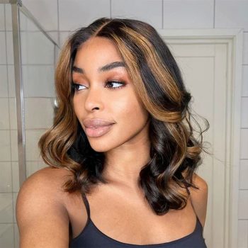 Ombre Highlight Loose Body Short Wig 6x5 13x4 HD Lace Front Wigs 250% Density