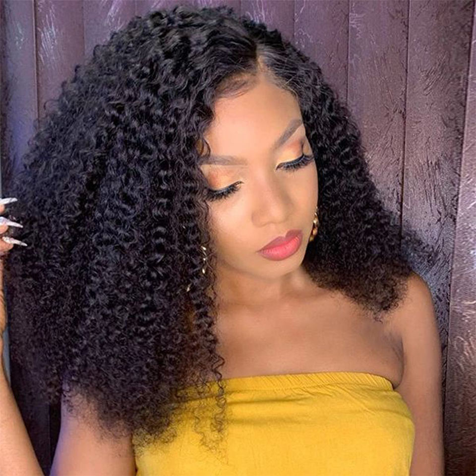 Bouncy Kinky Curly Wig 4×4 13×4 Lace Wigs Human Hair 180% Density