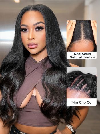 Body Wave Human Hair U Part Wig & V Part Wig Beginner Friendly Clip & Go