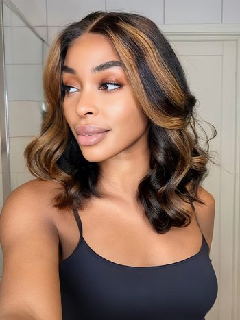 Ombre Highlight Loose Body Short Wig 6x5 13x4 HD Lace Front Wigs 250% Density