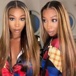 Straight Ombre Highlight Honey Blonde Color 13x4 Lace Human Hair Wig