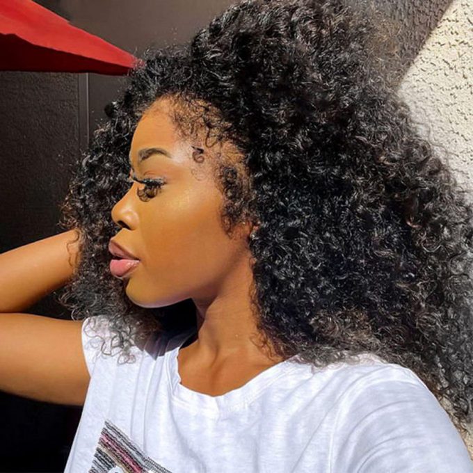 Glueless 5x5 13x4 HD Lace Wig Curly Hair 4C Edges Hairline Human Hair Wig