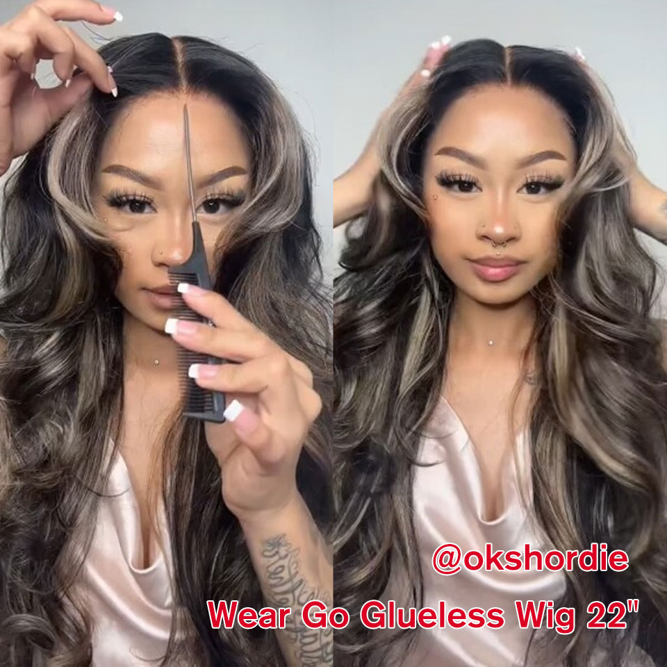 Lace Front Wigs Long Human Hair Pre Plucked Brown Mixed Blonde Balayage  Highlight Brazilian Wigs Glueless 150% Density T Part Bleached Knots Can Be  Restyled (24 inches) 