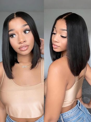 Wear & Go Glueless Short Bob Wig Bleached Knots 6x5 Pre Cut HD Lace Straight Hair Wig