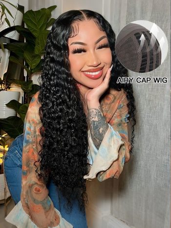 Airy Cap Deep Wave Pre-Bleached Knots Wear Go Wig 6x5 Plus Pre-Cut HD Lace Wig