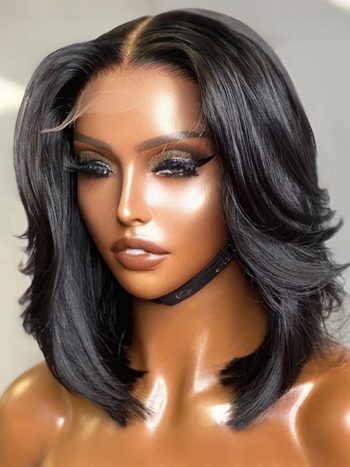 Glueless Handcraft Layer Cut Short Bob Wig 6x5 Pre Cut HD Lace Wig Ready To Wear Bleached Knots