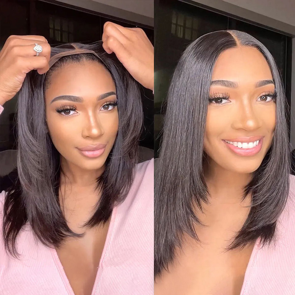 Airy Cap Trendy Layered Cut Short Straight Wig 5x6 13x5 HD Lace Wear Go Wig