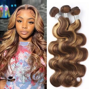 Highlight P4/27 Color Brazilian Body Wave 3 Bundles Human Hair Weave