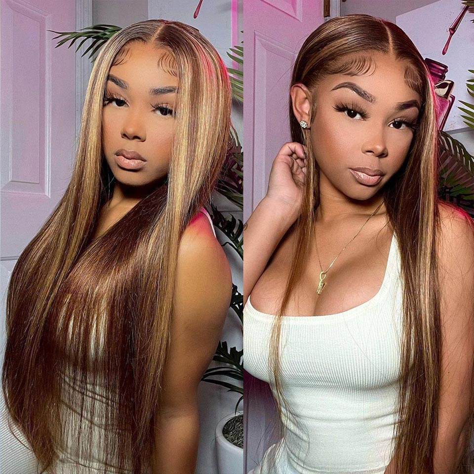 Highlight 4/27 Color Straight 5x5 13x4 Lace Front Wigs