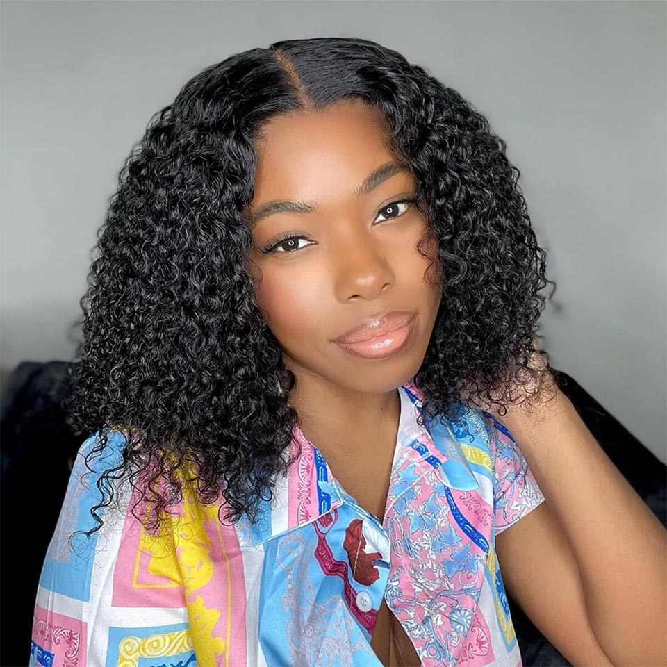 Airy Cap Wear Go Glueless Wig Curly Bob Wig Upgraded 13x5 Lace Easy Install