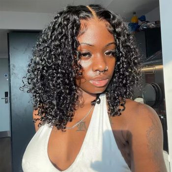 Water Wave Short Wig Bleached Knots Bouncy Curls Glueless 6x5 Pre Cut HD Lace Wig