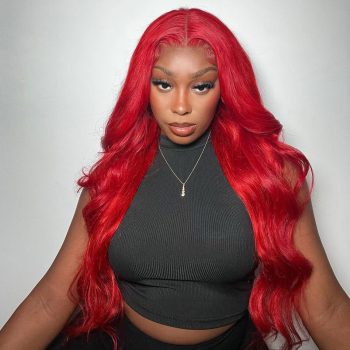 Red Color Wear Go Glueless Straight And Body Wave 6x5 Pre Cut HD Lace Wig