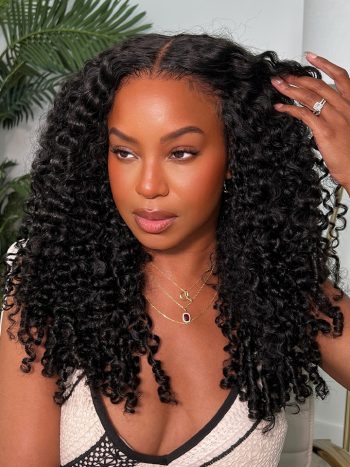 Burmese Curly 6×5 HD Lace Glueless Human Hair Wig Pull Go Drawstring Finger Spiral Curl Ends