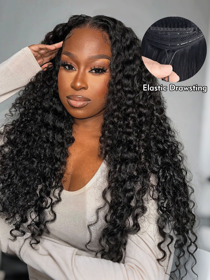 13×6 Full Frontal HD Lace Deep Wave Drawstring Glueless Human Hair Wig Pre Everything
