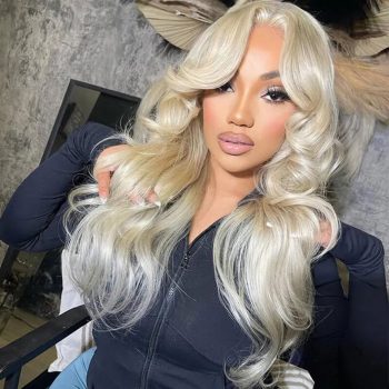 Glueless Blonde Wig With Layer Curtain Bangs Pre-Cut 6×5 HD Lace Bleached Knots Wigs