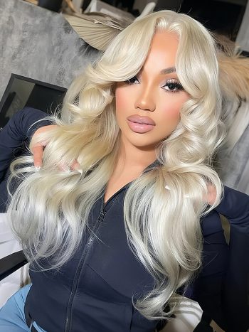 Glueless Blonde Wig With Layer Curtain Bangs Pre-Cut 6×5 HD Lace Bleached Knots Wigs