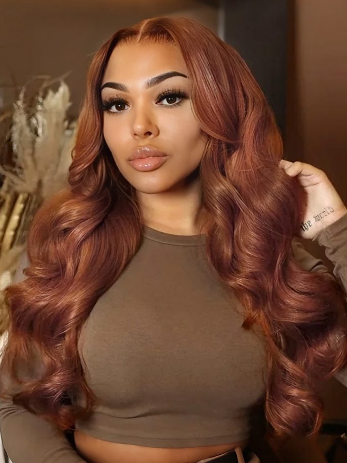 copper brown color wig