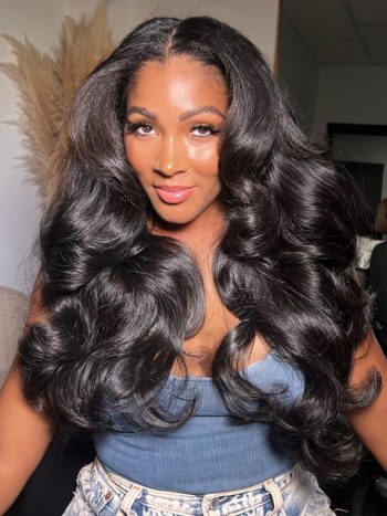 U Part Butterfly Layered Cuts Loose Body Wave Human Hair Wigs 250% Density