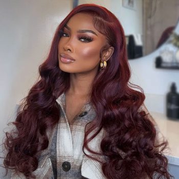Dark Burgundy Body Wave 13×4 HD Lace Frontal Wig Human Hair Wig