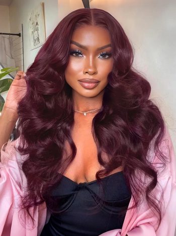 Dark Burgundy Body Wave 13×4 HD Lace Frontal Wig Human Hair Wig