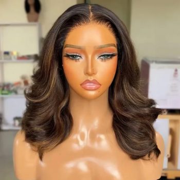 Butterfly Haircut Highlight Brown Loose Wave Glueless Pre-Cut 6×5 Lace Closure Wigs