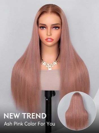 Ombre Ash Pink Color Glueless Straight Wig Pre-Cut 6×5 HD Lace Wig