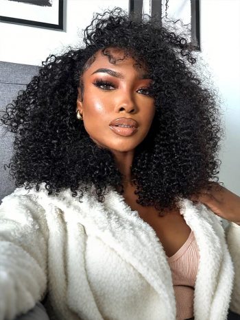 Kinky Curly Half Wig Seamless Drawstring Flip Over 3 IN 1 Wig Glueless Quick Install