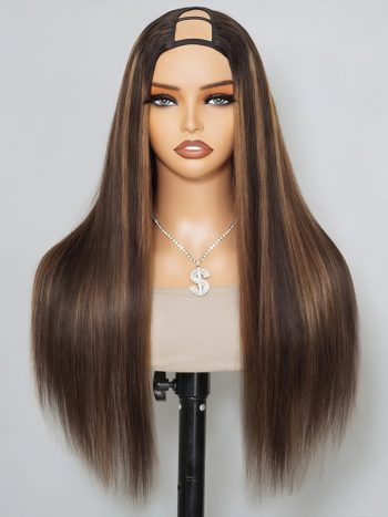 Ombre Highlight Brown U Part Wig Body Wave / Straight No Glue Easy Install
