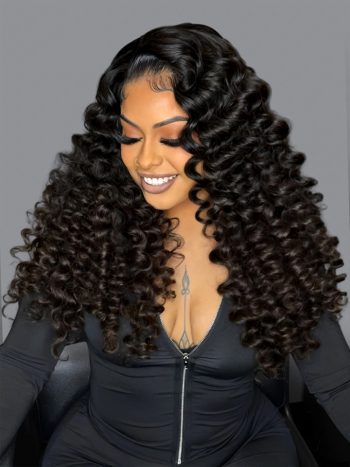 Fluffy Bomb Deep Wave Wig 6×5 Pre-cut Lace Pull Go Glueless Wig 180% Density