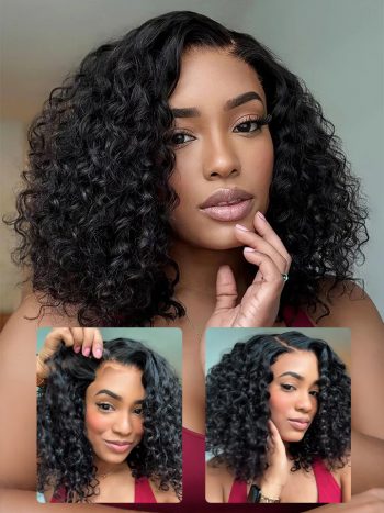 Pull Go Drawstring 6×5 Glueless Wig Bouncy Deep Curly C-Side Part Pre Everything Wig
